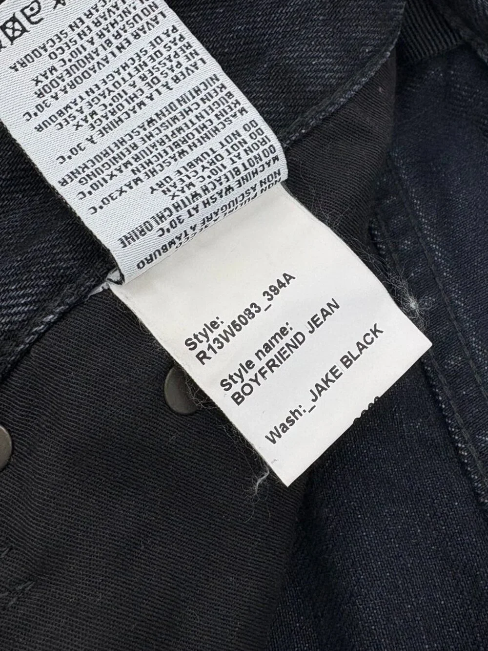 R13 Distressed Boyfriend Jean in Jake Black - Picture 9 of 10